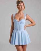 Veloura Mini Dress by Lauven — cotton blend sleeveless square neck fit and flare mini dress