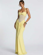 Solvane Maxi Dress by Lauven — stretch mesh sleeveless halter neck slim fit maxi dress