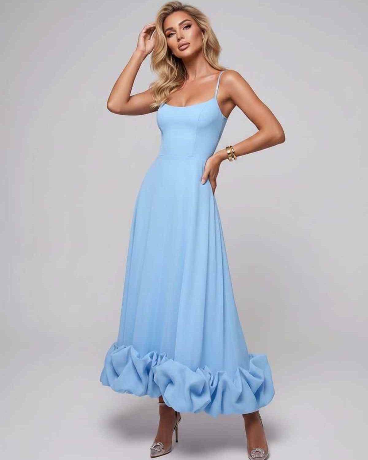 Aurelia Maxi Dress by Lauven — lightweight sleeveless scoop neck fit and flare maxi dress