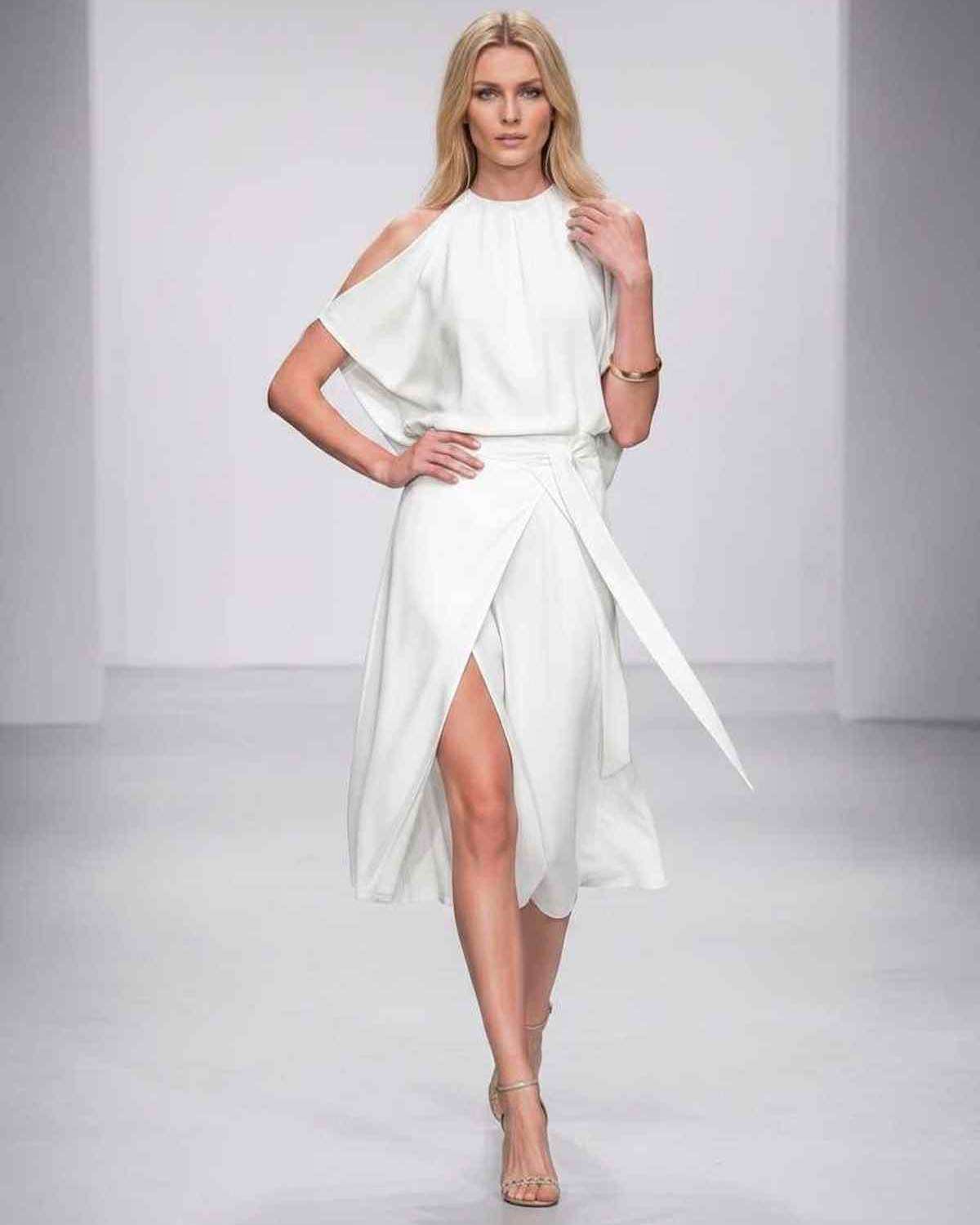 Seralyn Midi Dress by Lauven — halter sleeveless wrap midi dress with tie waist and front slit