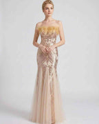 Celestia Maxi Dress by Lauven — polyester-spandex sleeveless off-the-shoulder mermaid maxi dress