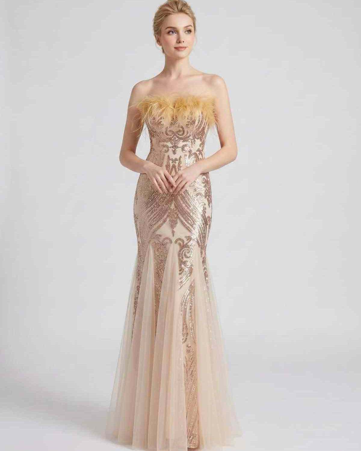 Celestia Maxi Dress by Lauven — polyester-spandex sleeveless off-the-shoulder mermaid maxi dress
