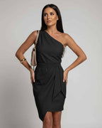 Celestia Midi Dress by Lauven — polyester cotton sleeveless slash neck midi dress with tie waist