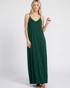 Solenne Maxi Dress by Lauven — soft stretch sleeveless V-neck relaxed A-line maxi dress
