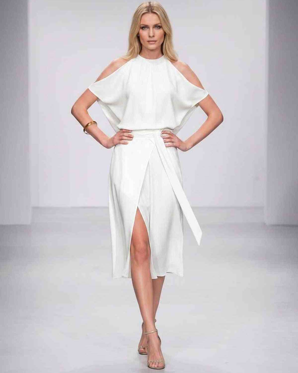 Seralyn Midi Dress by Lauven — halter sleeveless wrap midi dress with tie waist and front slit