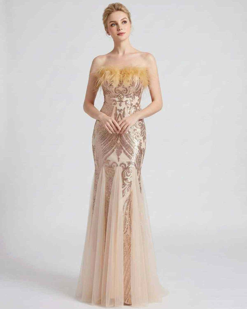 Celestia Maxi Dress by Lauven — polyester-spandex sleeveless off-the-shoulder mermaid maxi dress