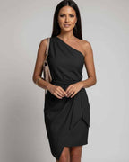 Celestia Midi Dress by Lauven — polyester cotton sleeveless slash neck midi dress with tie waist