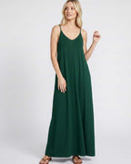 Solenne Maxi Dress by Lauven — soft stretch sleeveless V-neck relaxed A-line maxi dress