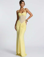 Solvane Maxi Dress by Lauven — stretch mesh sleeveless halter neck slim fit maxi dress
