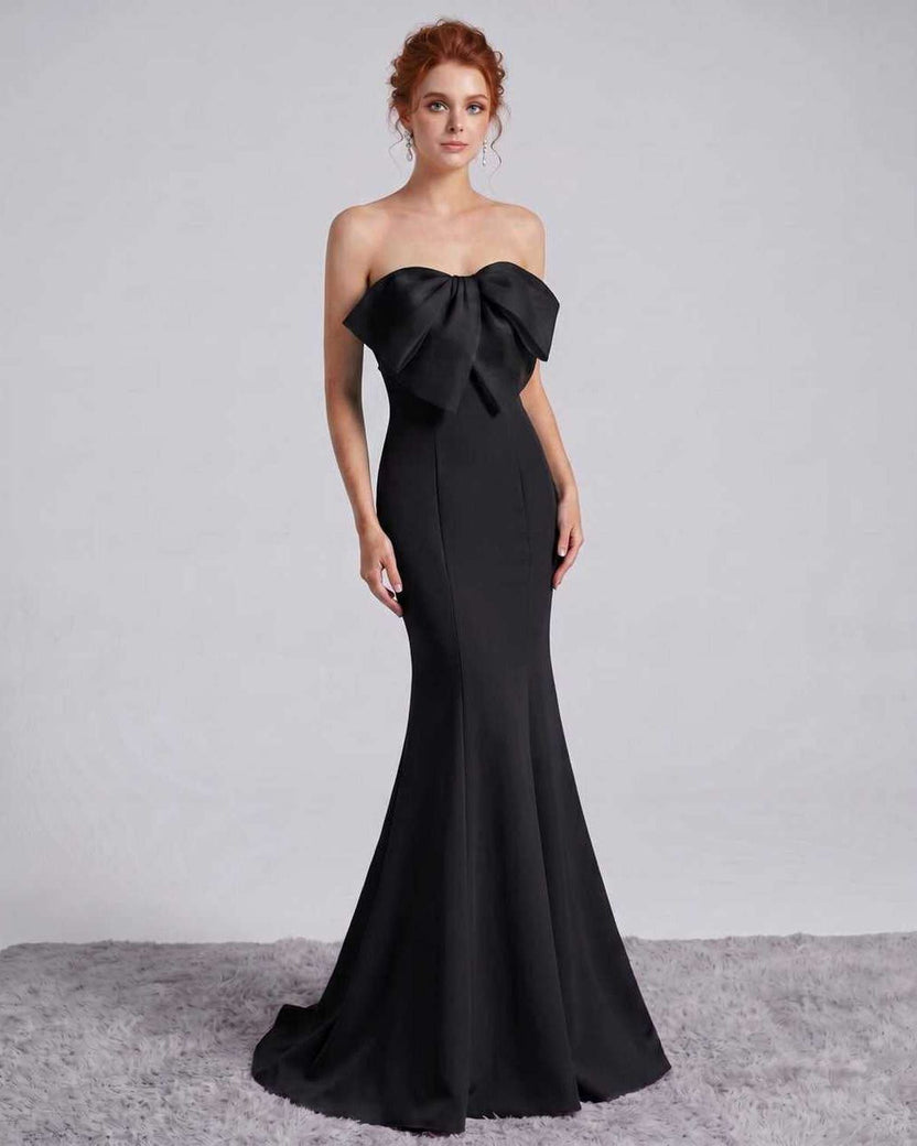 Rosabelle Maxi Dress by Lauven — black polyester spandex sleeveless off-the-shoulder mermaid maxi dress