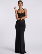 Solvane Maxi Dress by Lauven — stretch mesh sleeveless halter neck slim fit maxi dress