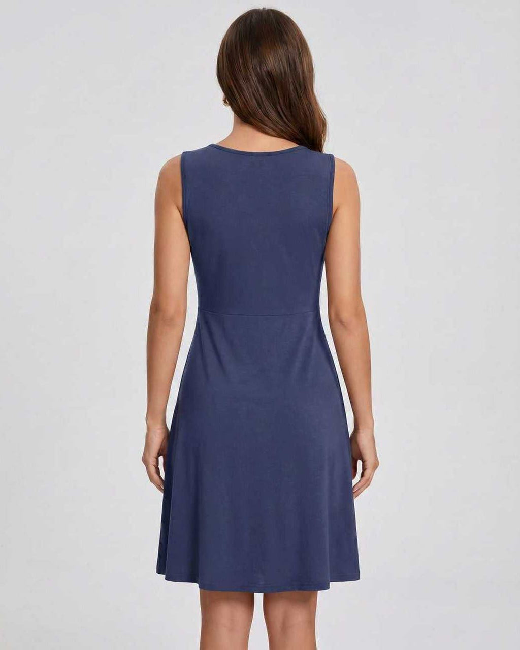 Aster Midi Dress by Lauven — soft knit sleeveless V-neck A-line midi dress