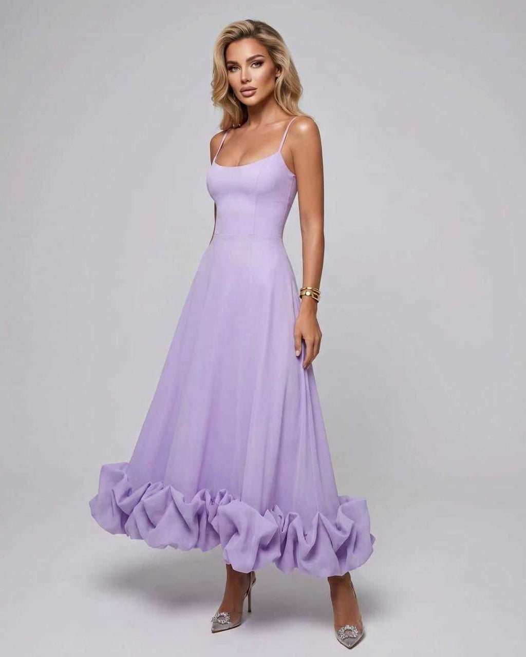 Aurelia Maxi Dress by Lauven — purple lightweight sleeveless scoop neck fit and flare maxi dress