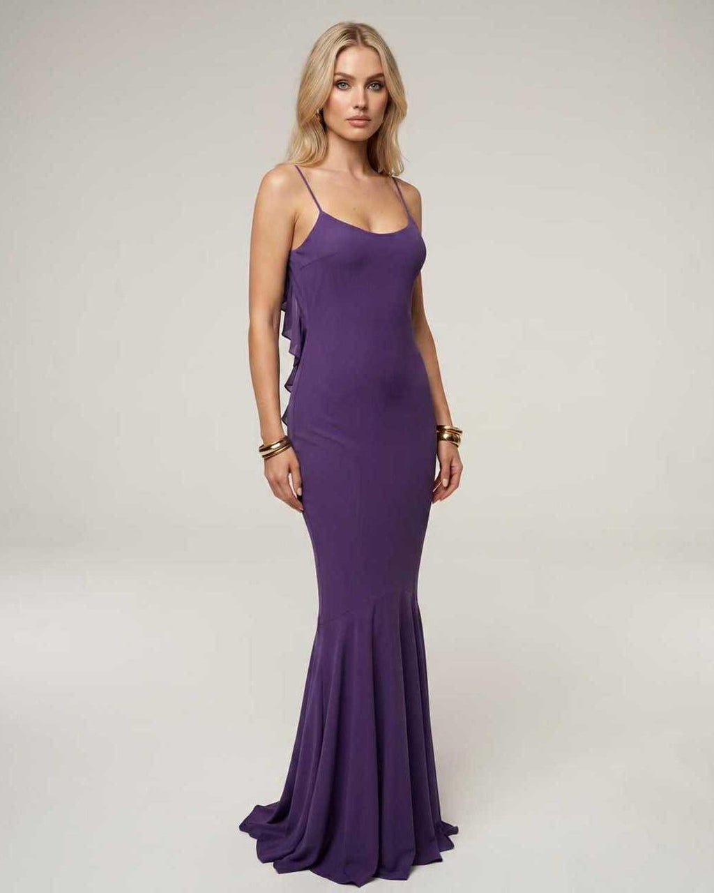 Serenna Maxi Dress by Lauven — purple polyester spandex sleeveless round neck bodycon maxi dress