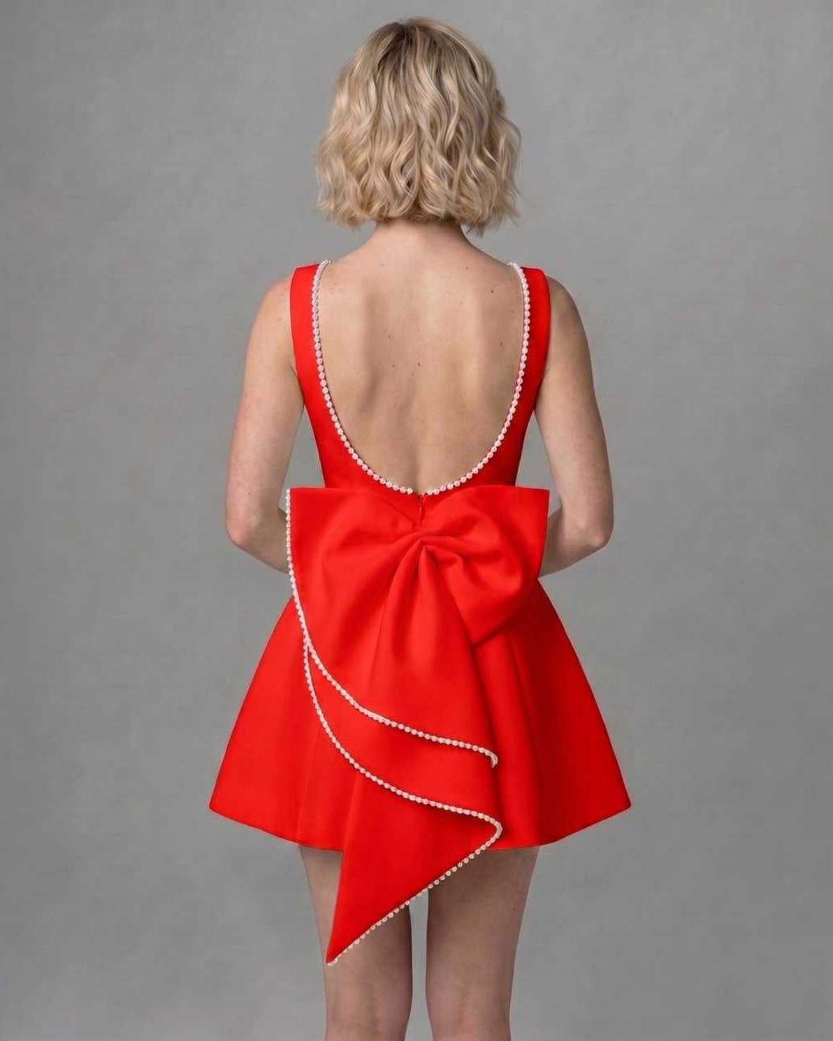 Harmonia Mini Dress by Lauven — structured sleeveless boat neck A-line mini dress