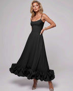 Aurelia Maxi Dress by Lauven — lightweight sleeveless scoop neck fit and flare maxi dress