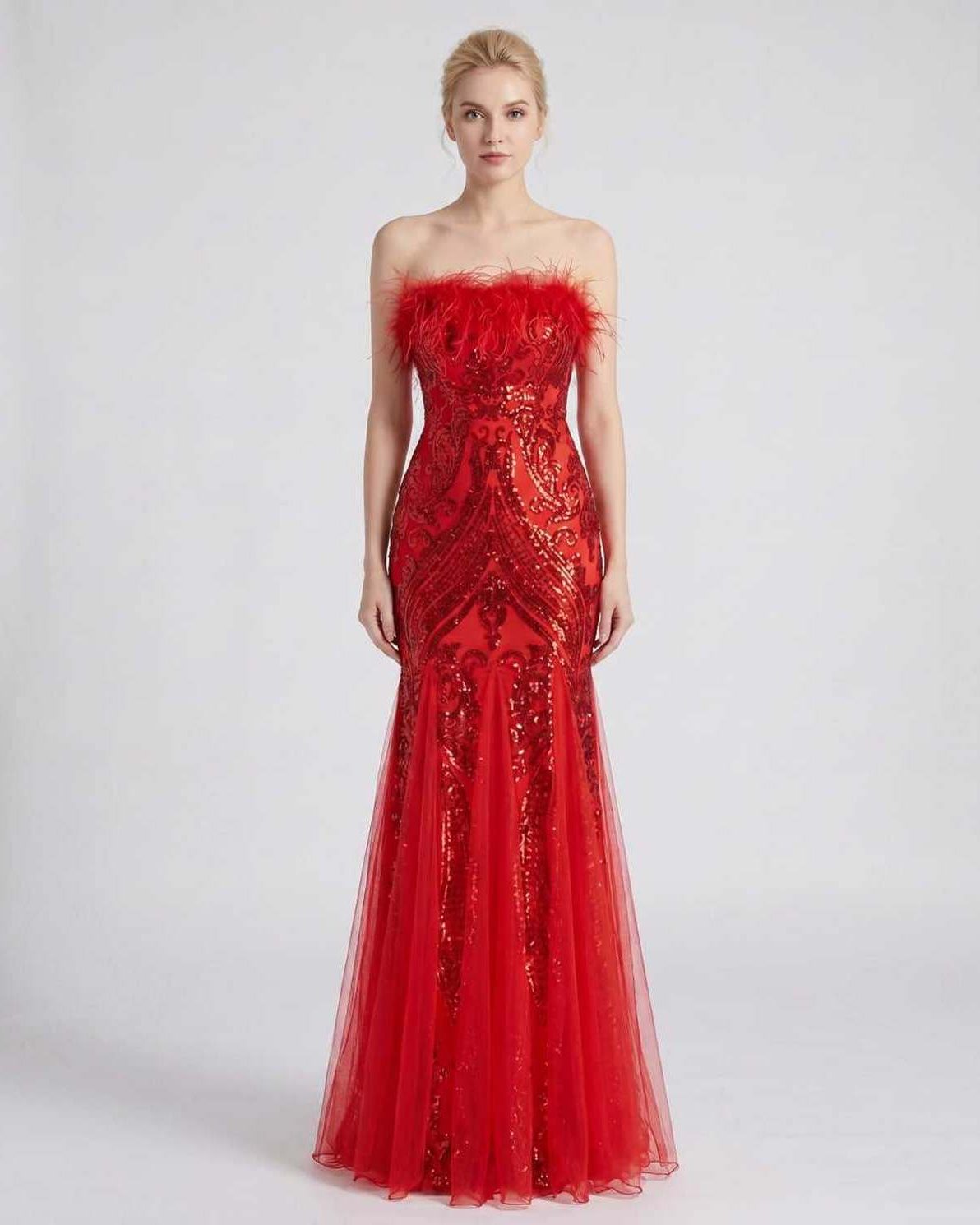 Celestia Maxi Dress by Lauven — polyester-spandex sleeveless off-the-shoulder mermaid maxi dress