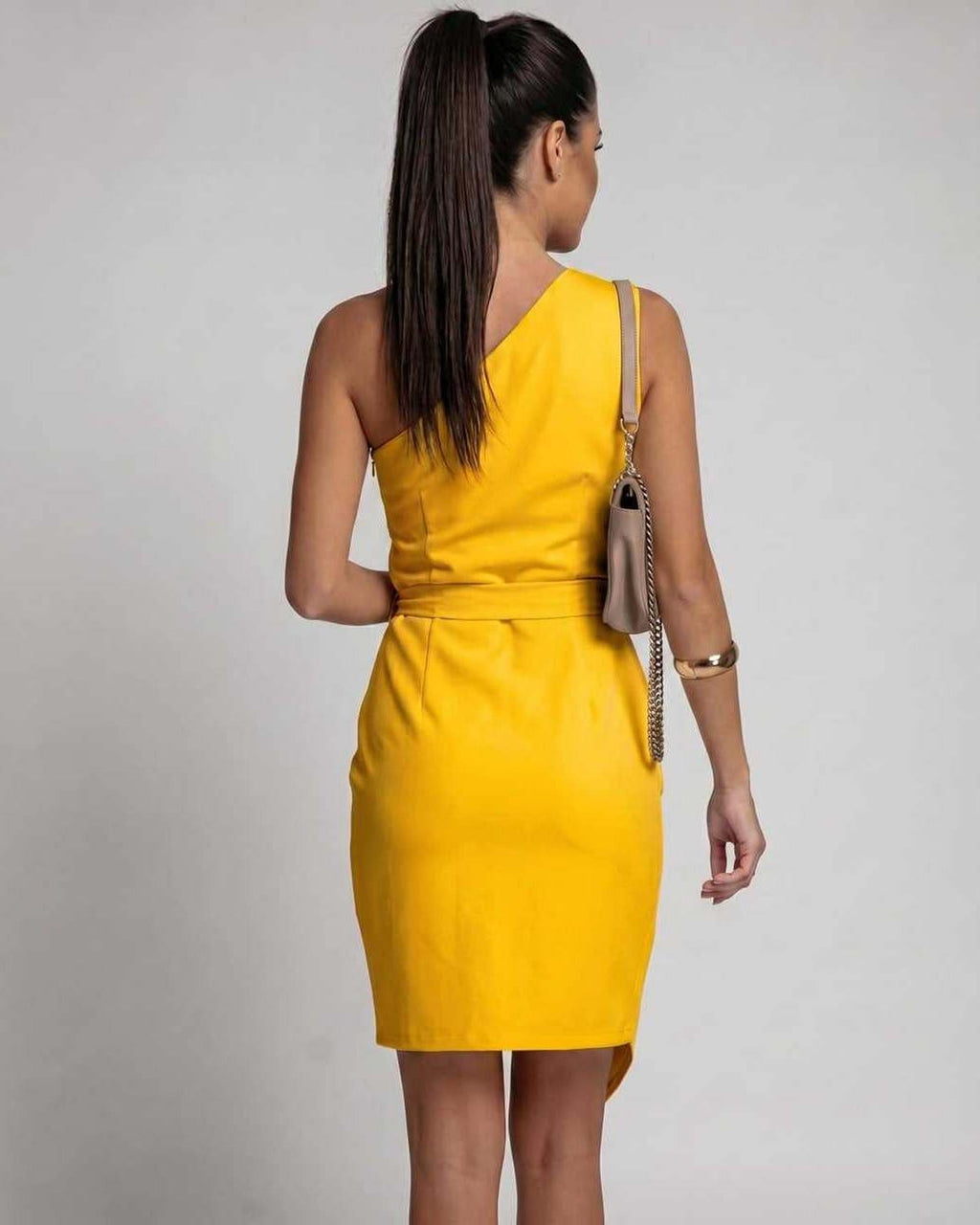 Celestia Midi Dress by Lauven — polyester cotton sleeveless slash neck midi dress with tie waist