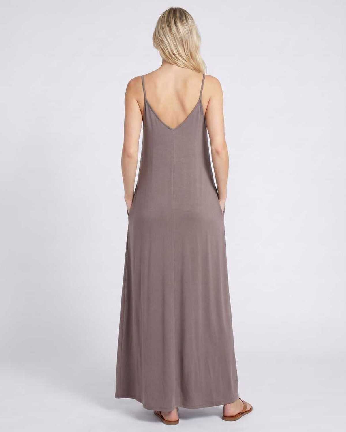 Solenne Maxi Dress by Lauven — soft stretch sleeveless V-neck relaxed A-line maxi dress
