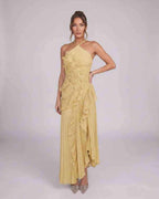 Valerise Maxi Dress by Lauven — chiffon sleeveless halter asymmetrical maxi dress