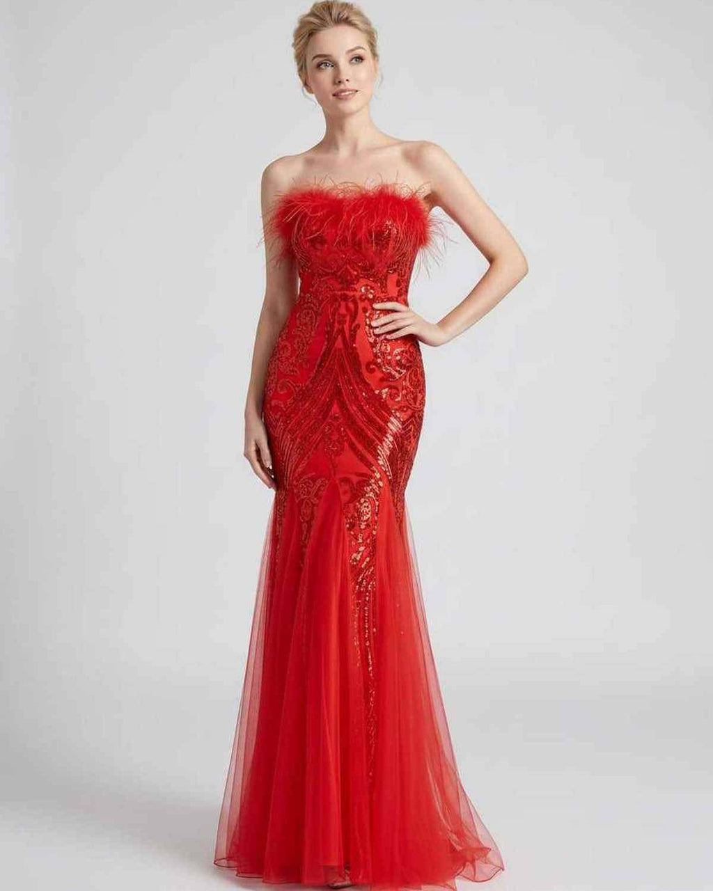 Celestia Maxi Dress by Lauven — polyester-spandex sleeveless off-the-shoulder mermaid maxi dress