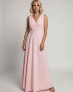 Veloura Maxi Dress by Lauven — satin sleeveless V-neck A-line maxi dress