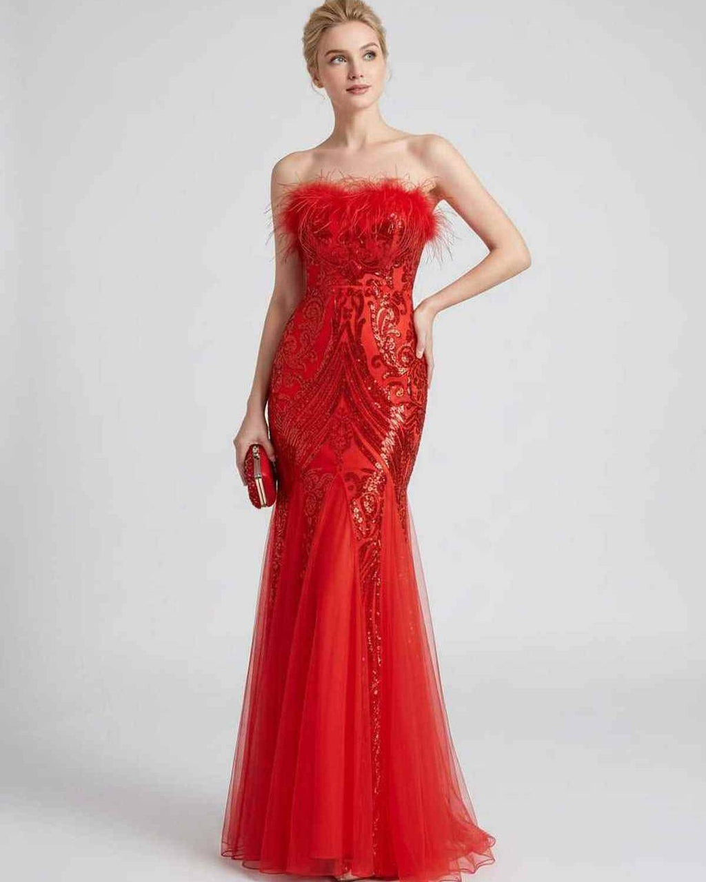 Celestia Maxi Dress by Lauven — polyester-spandex sleeveless off-the-shoulder mermaid maxi dress