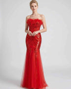 Celestia Maxi Dress by Lauven — polyester-spandex sleeveless off-the-shoulder mermaid maxi dress