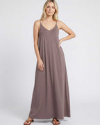 Solenne Maxi Dress by Lauven — soft stretch sleeveless V-neck relaxed A-line maxi dress