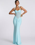 Solvane Maxi Dress by Lauven — stretch mesh sleeveless halter neck slim fit maxi dress