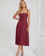 Serelune Midi Dress by Lauven — lightweight sleeveless square neck A-line midi dress