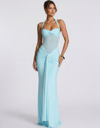 Solvane Maxi Dress by Lauven — stretch mesh sleeveless halter neck slim fit maxi dress