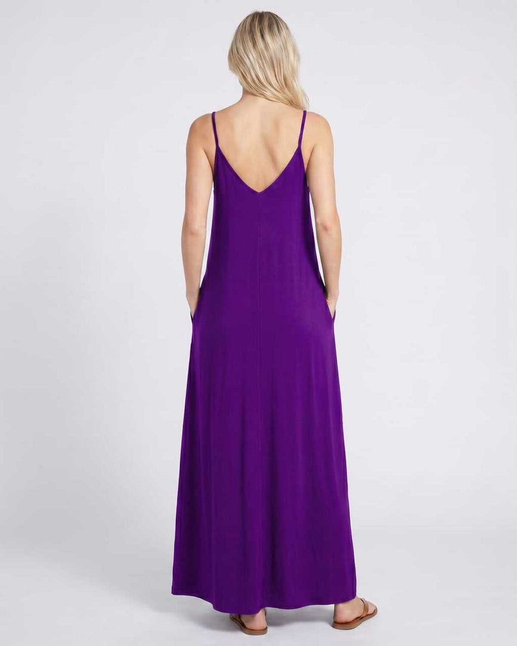Solenne Maxi Dress by Lauven — soft stretch sleeveless V-neck relaxed A-line maxi dress