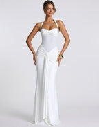 Solvane Maxi Dress by Lauven — stretch mesh sleeveless halter neck slim fit maxi dress