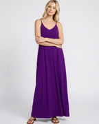 Solenne Maxi Dress by Lauven — soft stretch sleeveless V-neck relaxed A-line maxi dress