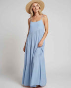 Solenne Maxi Dress by Lauven — rayon blend sleeveless scoop neck tiered A-line maxi dress