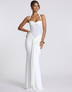 Solvane Maxi Dress by Lauven — stretch mesh sleeveless halter neck slim fit maxi dress