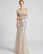 Celestia Maxi Dress by Lauven — polyester-spandex sleeveless off-the-shoulder mermaid maxi dress