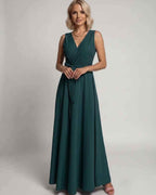 Veloura Maxi Dress by Lauven — satin sleeveless V-neck A-line maxi dress