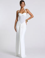 Solvane Maxi Dress by Lauven — stretch mesh sleeveless halter neck slim fit maxi dress
