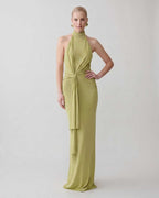 Serelle Maxi Dress by Lauven — polyester sleeveless halter neck fitted column maxi dress