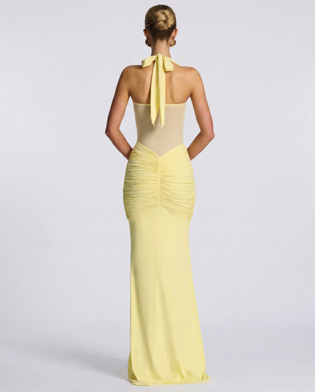 Solvane Maxi Dress by Lauven — stretch mesh sleeveless halter neck slim fit maxi dress