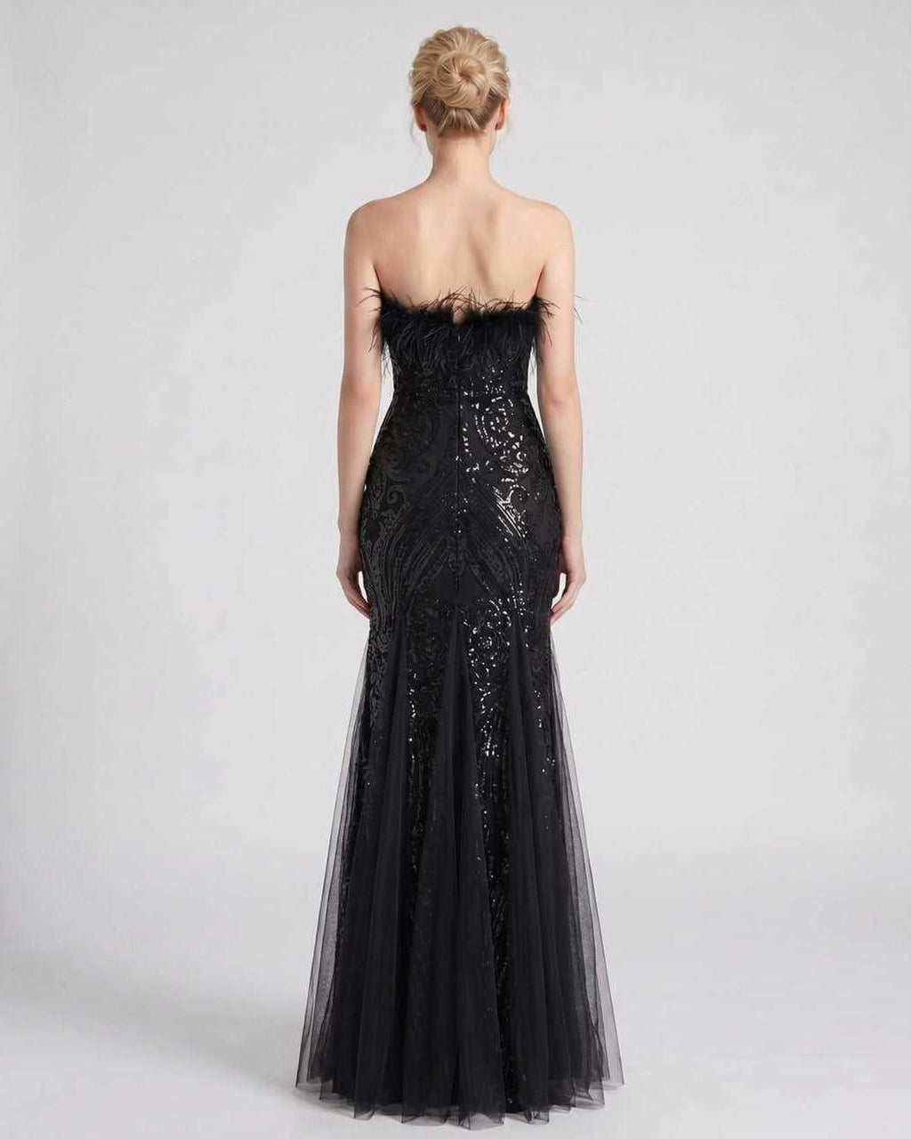 Celestia Maxi Dress by Lauven — polyester-spandex sleeveless off-the-shoulder mermaid maxi dress