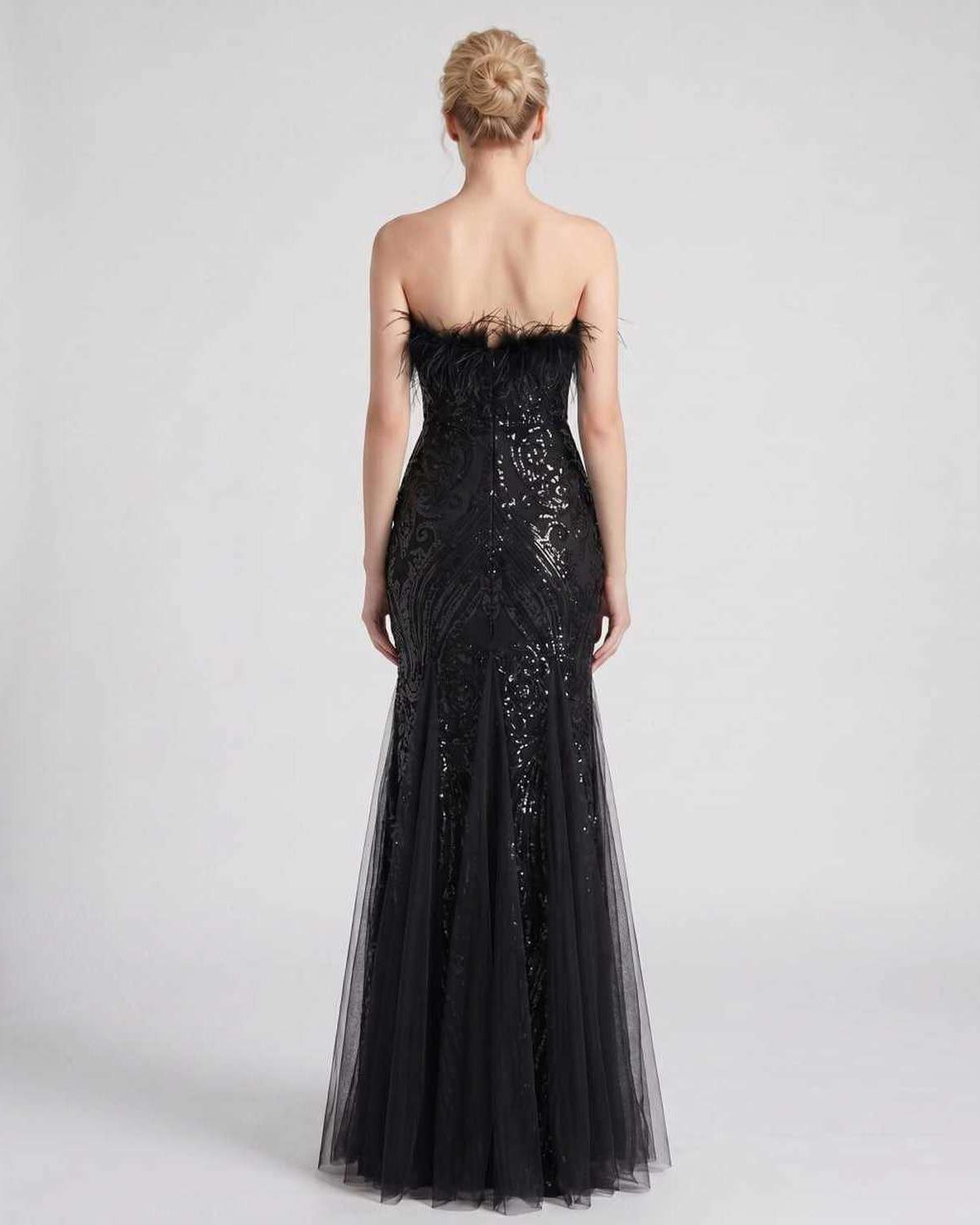 Celestia Maxi Dress by Lauven — polyester-spandex sleeveless off-the-shoulder mermaid maxi dress