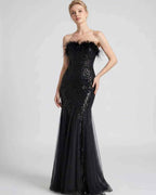 Celestia Maxi Dress by Lauven — polyester-spandex sleeveless off-the-shoulder mermaid maxi dress