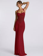 Solvane Maxi Dress by Lauven — stretch mesh sleeveless halter neck slim fit maxi dress
