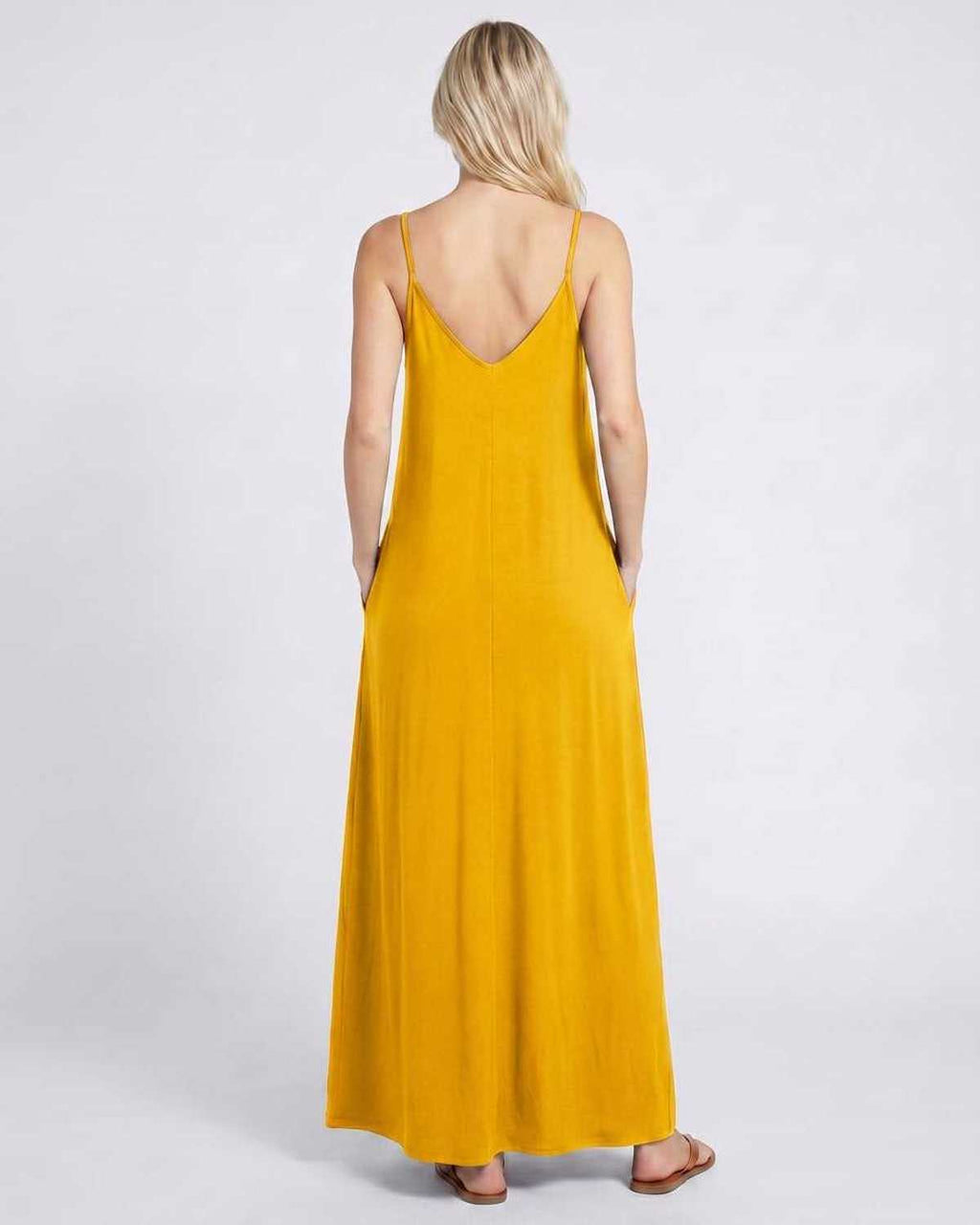 Solenne Maxi Dress by Lauven — soft stretch sleeveless V-neck relaxed A-line maxi dress