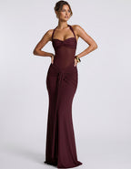 Solvane Maxi Dress by Lauven — stretch mesh sleeveless halter neck slim fit maxi dress