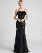 Celestia Maxi Dress by Lauven — polyester-spandex sleeveless off-the-shoulder mermaid maxi dress