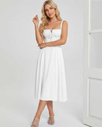 Serelune Midi Dress by Lauven — lightweight sleeveless square neck A-line midi dress